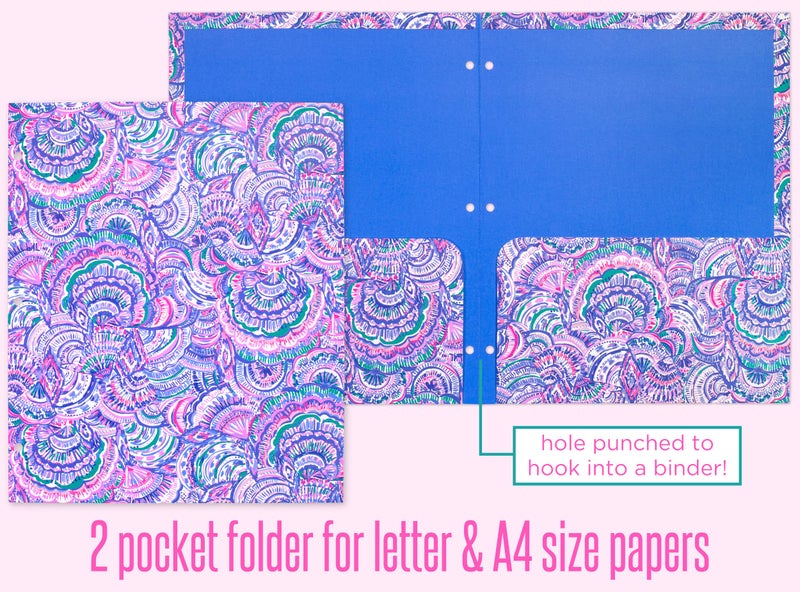 Lilly Pulitzer 3-Pack Pocket Folder Set, Colorful Letter Size Document Organizers, Folders Come Hole Punched to Fit Binders, Shell Me Something Good (Assorted) - Image 2