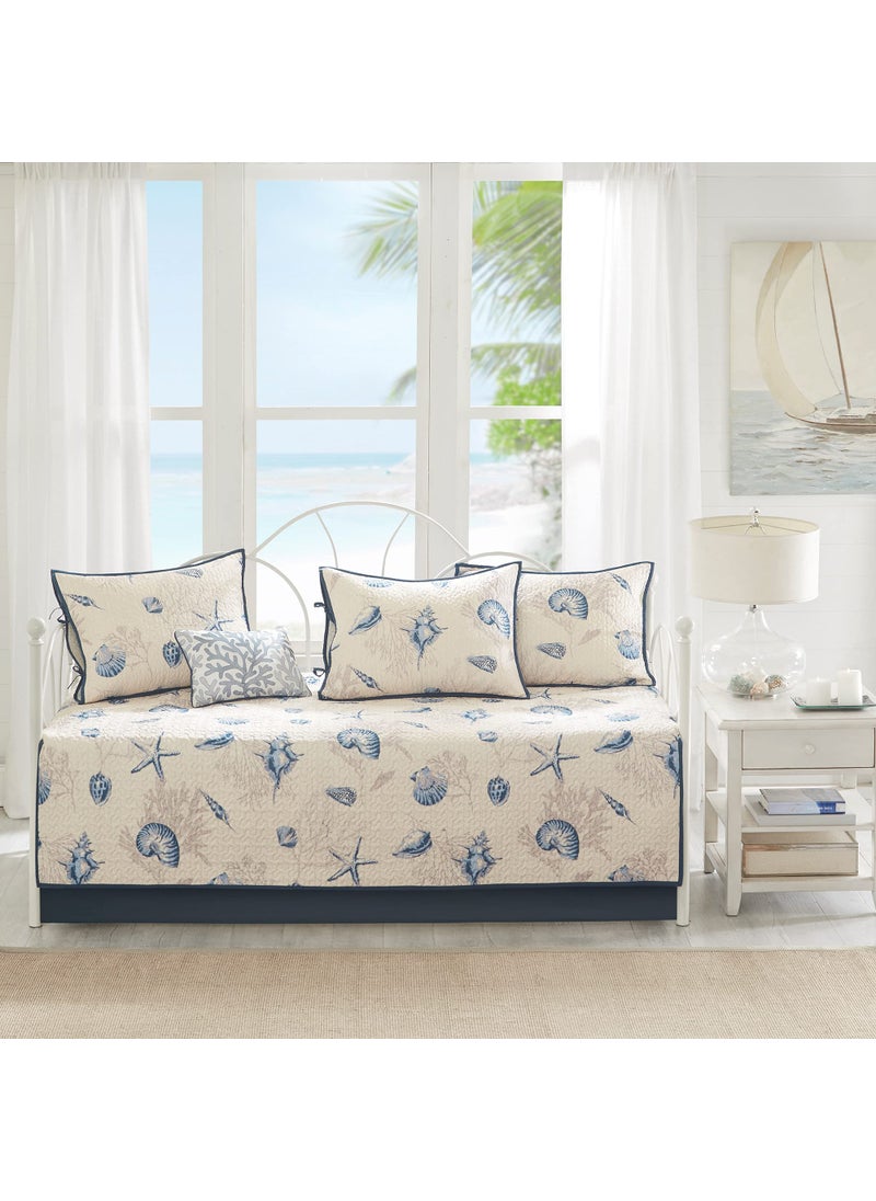 madison park Madison Park Daybed Cover Double Sided Quilting Casual Design All Season Bedding Set with Bedskirt Matching Shams Decorative Pillow 75 in x 39 in Seashell Blue 