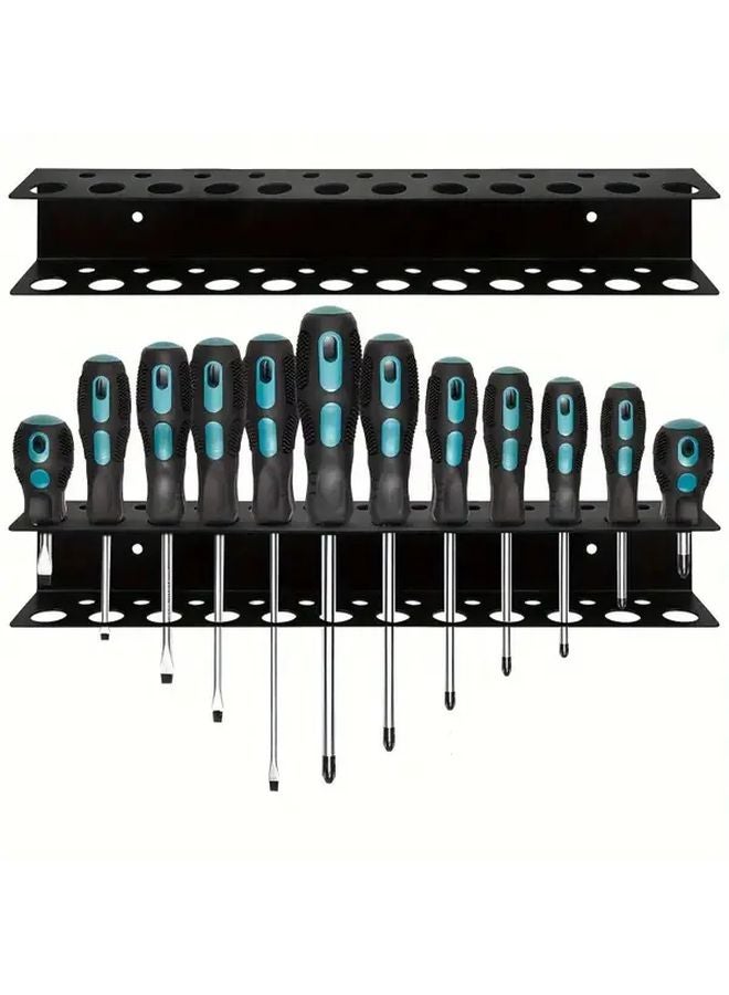 23 Hole Heavy Duty Metal Screwdriver Wall Mount Rack Tool Storage Shelf Garage Organizer - Image 5