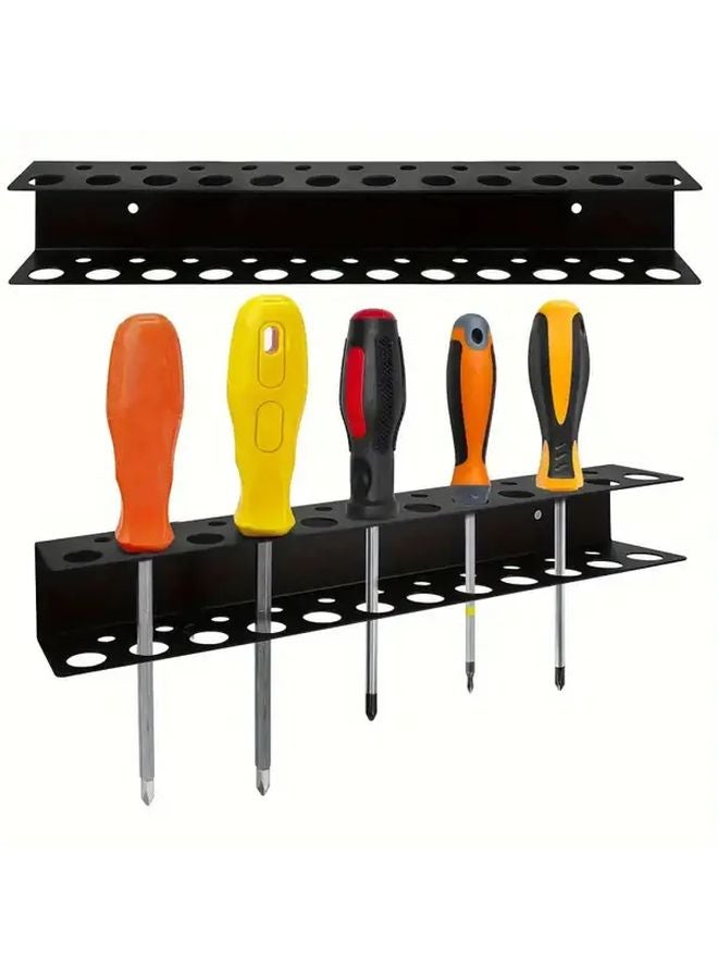 23 Hole Heavy Duty Metal Screwdriver Wall Mount Rack Tool Storage Shelf Garage Organizer - Image 2