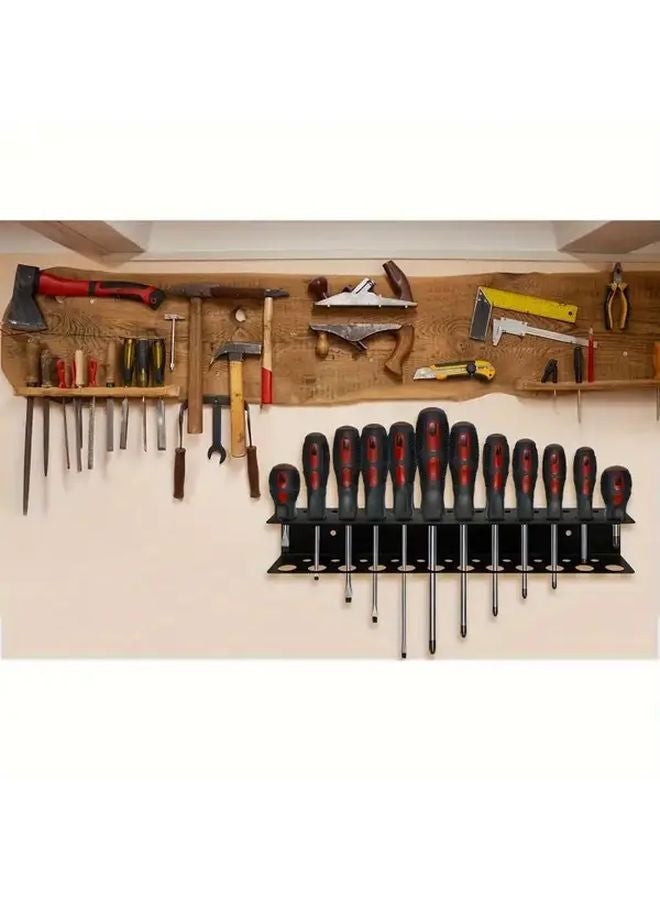 23 Hole Heavy Duty Metal Screwdriver Wall Mount Rack Tool Storage Shelf Garage Organizer - Image 3