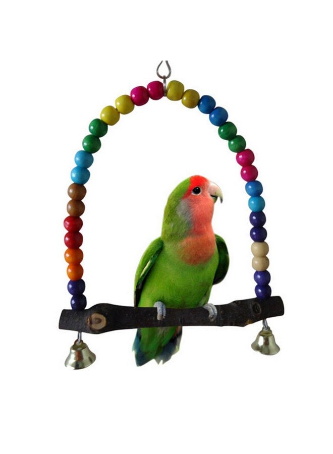 YOSOO Bird Swing, Multi-Color 5.5 x 5.6 Inch Wooden Bird Swings Budgie Swing Toys Hammock for Parakeets Budgie Bird - Image 1