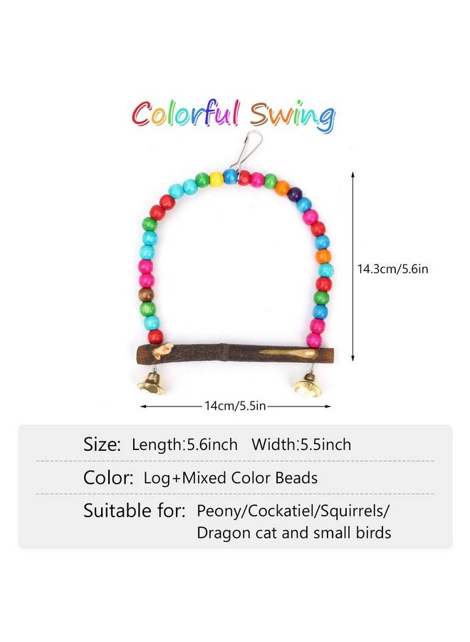 YOSOO Bird Swing, Multi-Color 5.5 x 5.6 Inch Wooden Bird Swings Budgie Swing Toys Hammock for Parakeets Budgie Bird - Image 3