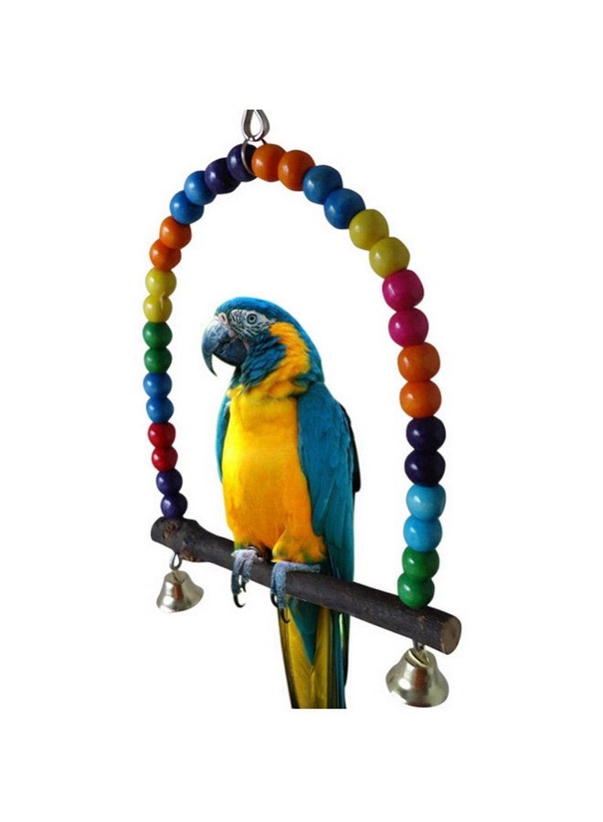 YOSOO Bird Swing, Multi-Color 5.5 x 5.6 Inch Wooden Bird Swings Budgie Swing Toys Hammock for Parakeets Budgie Bird - Image 2