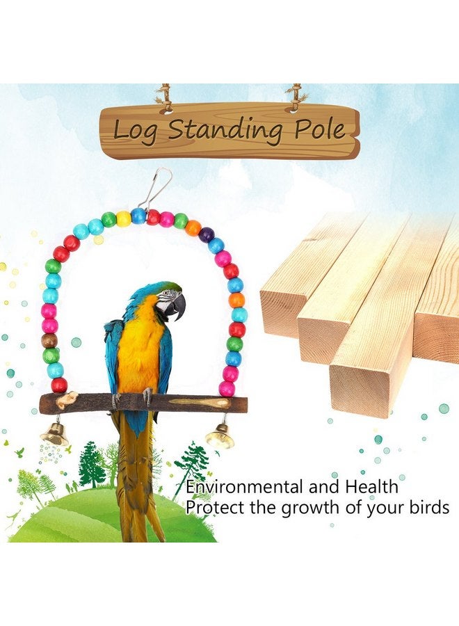 YOSOO Bird Swing, Multi-Color 5.5 x 5.6 Inch Wooden Bird Swings Budgie Swing Toys Hammock for Parakeets Budgie Bird - Image 4