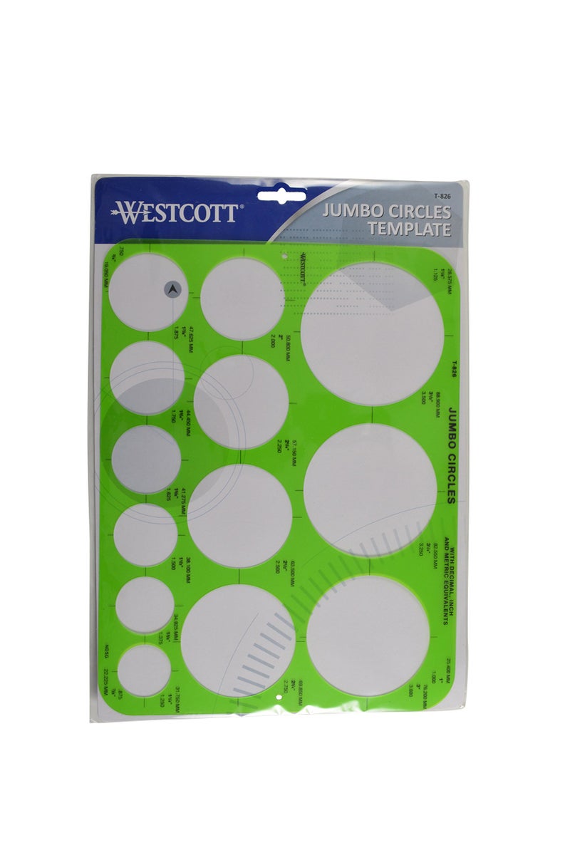 Westcott T-826 Jumbo Circles Template, Plastic Shape Template Tool, 8.75 by 11.5 in - Image 4