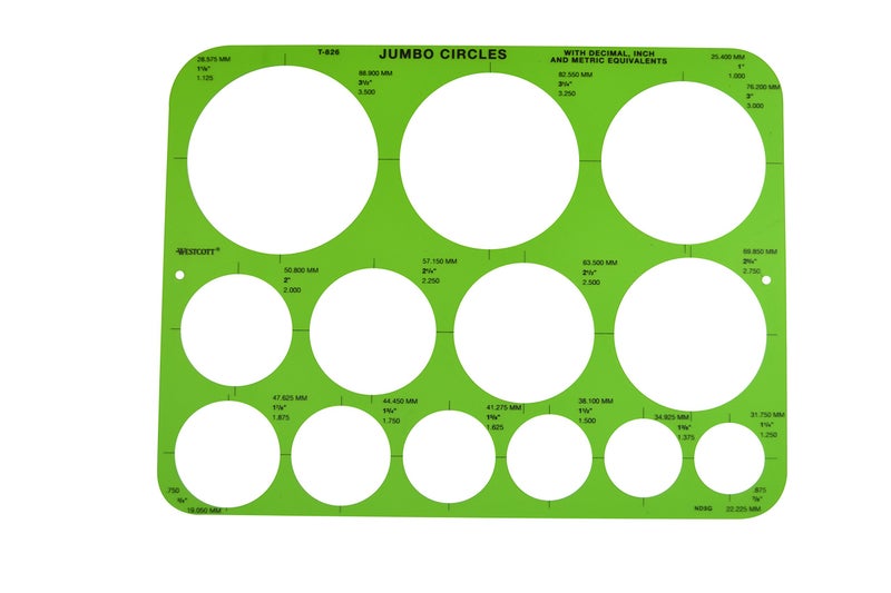 Westcott T-826 Jumbo Circles Template, Plastic Shape Template Tool, 8.75 by 11.5 in - Image 1
