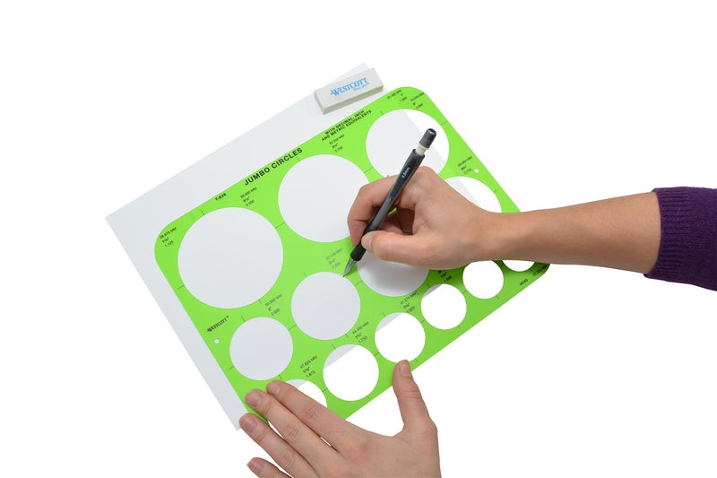 Westcott T-826 Jumbo Circles Template, Plastic Shape Template Tool, 8.75 by 11.5 in - Image 2
