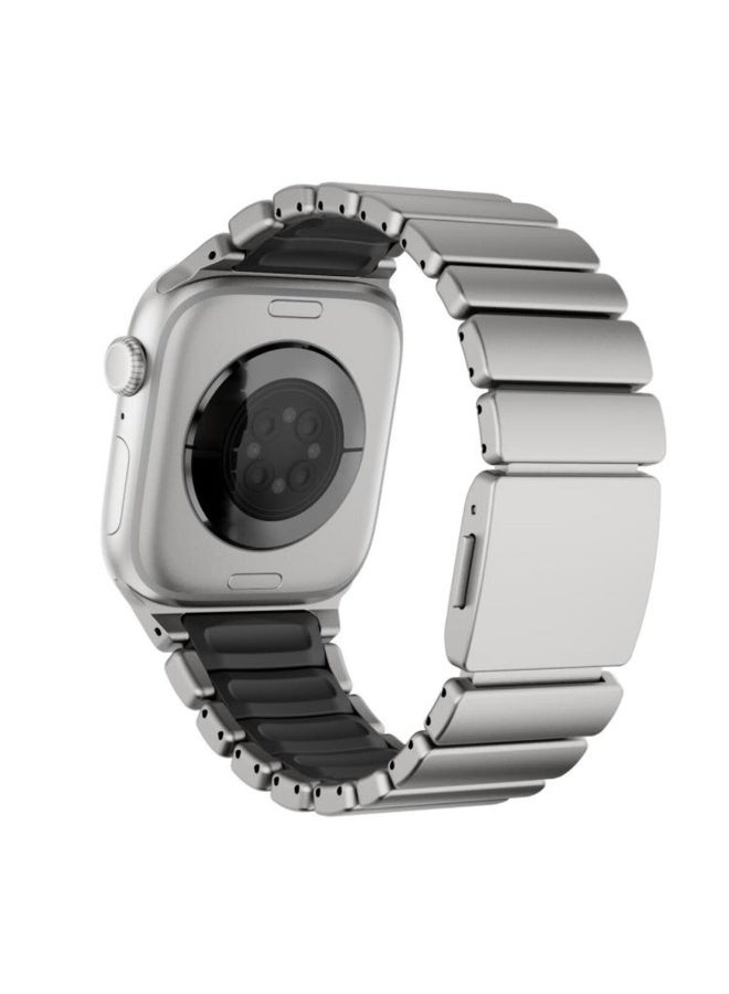 TEMPO Titanium Silicone Magnetic Band Compatible with Apple Watch for Men Women Ultra 3 | 2 | 1, 49mm/45mm/44mm/42mm Metal Sport  Strap for iWatch Series 11/10/9/8/7/6/5/4/3/2/1, Sandblasted Finish Strap for Men - Image 2