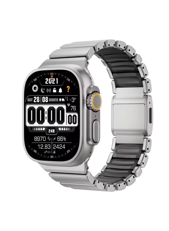 TEMPO Titanium Silicone Magnetic Band Compatible with Apple Watch for Men Women Ultra 3 | 2 | 1, 49mm/45mm/44mm/42mm Metal Sport  Strap for iWatch Series 11/10/9/8/7/6/5/4/3/2/1, Sandblasted Finish Strap for Men - Image 1