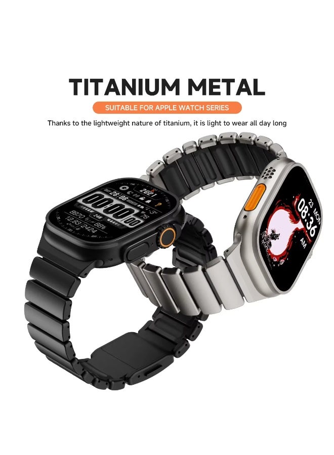 TEMPO Titanium Silicone Magnetic Band Compatible with Apple Watch for Men Women Ultra 3 | 2 | 1, 49mm/45mm/44mm/42mm Metal Sport  Strap for iWatch Series 11/10/9/8/7/6/5/4/3/2/1, Sandblasted Finish Strap for Men - Image 5