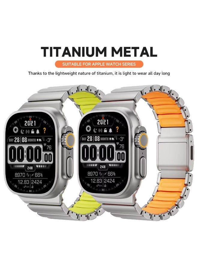 TEMPO Titanium Silicone Magnetic Band Compatible with Apple Watch for Men Women Ultra 3 | 2 | 1, 49mm/45mm/44mm/42mm Metal Sport  Strap for iWatch Series 11/10/9/8/7/6/5/4/3/2/1, Sandblasted Finish Strap for Men - Image 3