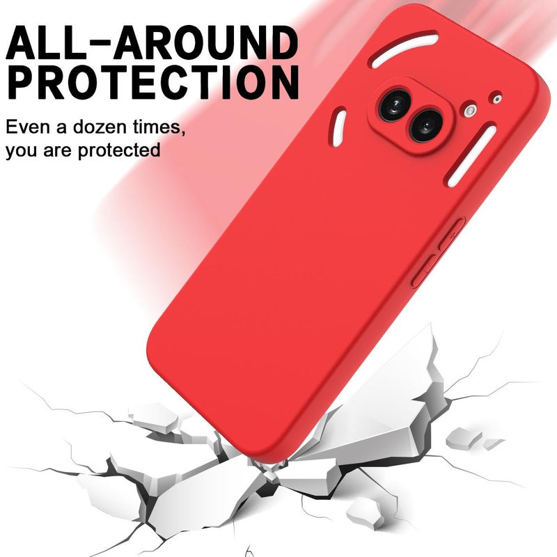 HuHa Protective Cover For Nothing Phone 2a Plus Solid Color Liquid Silicone Dropproof Full Coverage Phone Case(Red) - Image 5
