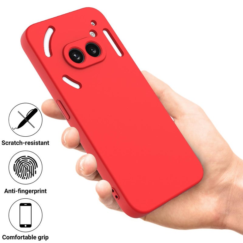 HuHa Protective Cover For Nothing Phone 2a Plus Solid Color Liquid Silicone Dropproof Full Coverage Phone Case(Red) - Image 2