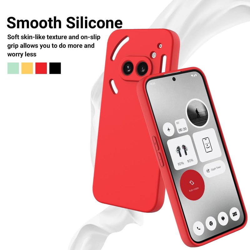 HuHa Protective Cover For Nothing Phone 2a Plus Solid Color Liquid Silicone Dropproof Full Coverage Phone Case(Red) - Image 3