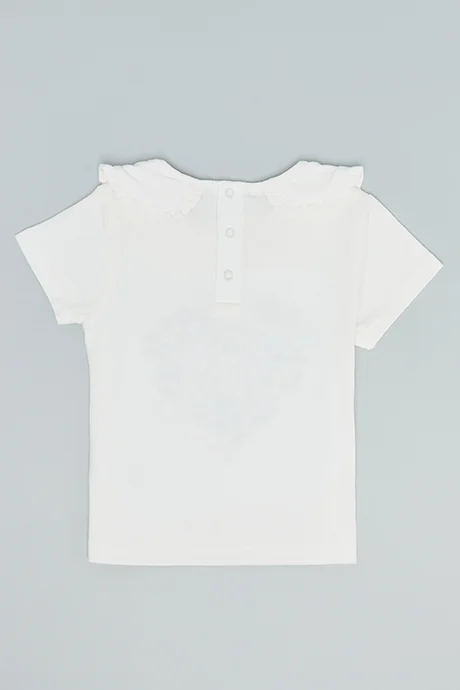 أر أند بي Printed Top with Collared Neck and Short Sleeves