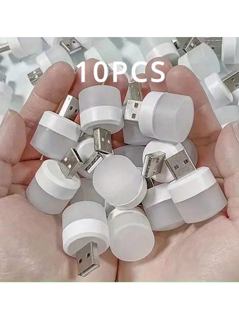 ELTRAZONE 10Pcs Mini USB Warm White LED Night Light | Eye Protection Book Reading Light | USB Plug, Ideal for Computer & Mobile Power Charging | Perfect for Christmas & Halloween Gifts - Image 2