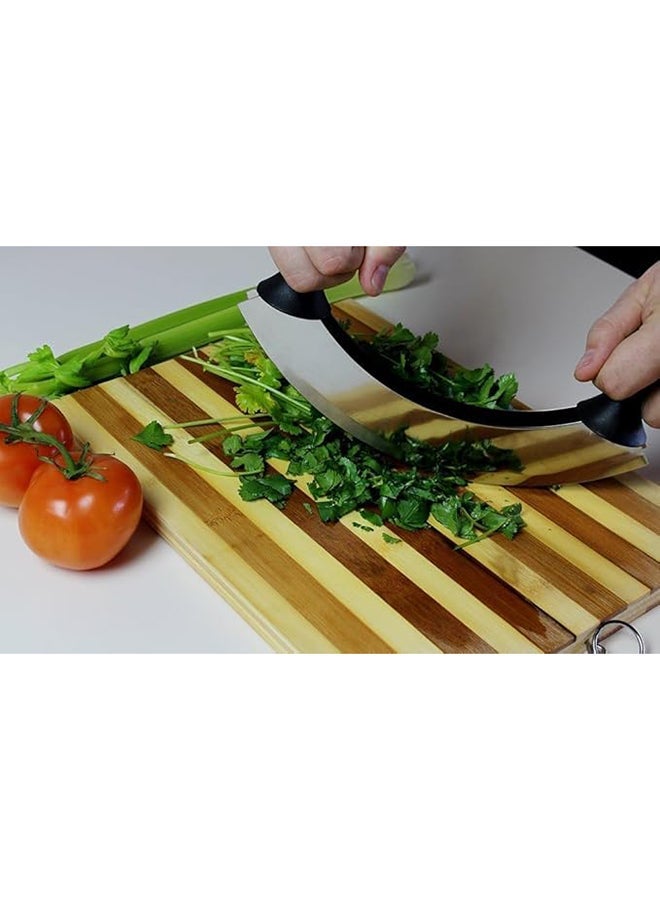 Vegetable Slicer with Ultra Sharp Double Blade Black Plastic Handle 10" | Manual Vegetable Slicer | Molokhia Slicer | Curved Blade Vibrating Knife Perfect for Cutting Fruits and Vegetables - Image 5