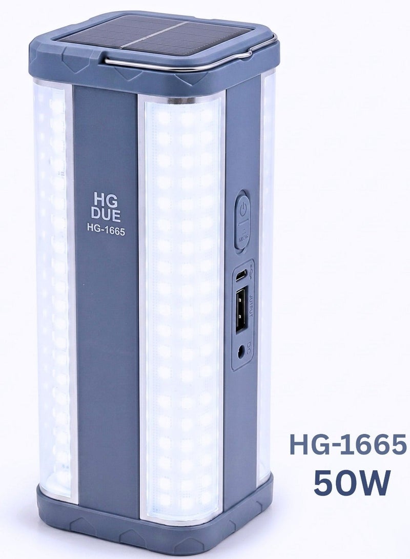 مصباح HG DUE HG-1665 LED محمول قابل للشحن بسطوع قوي للطوارئ والتخييم - Image 1