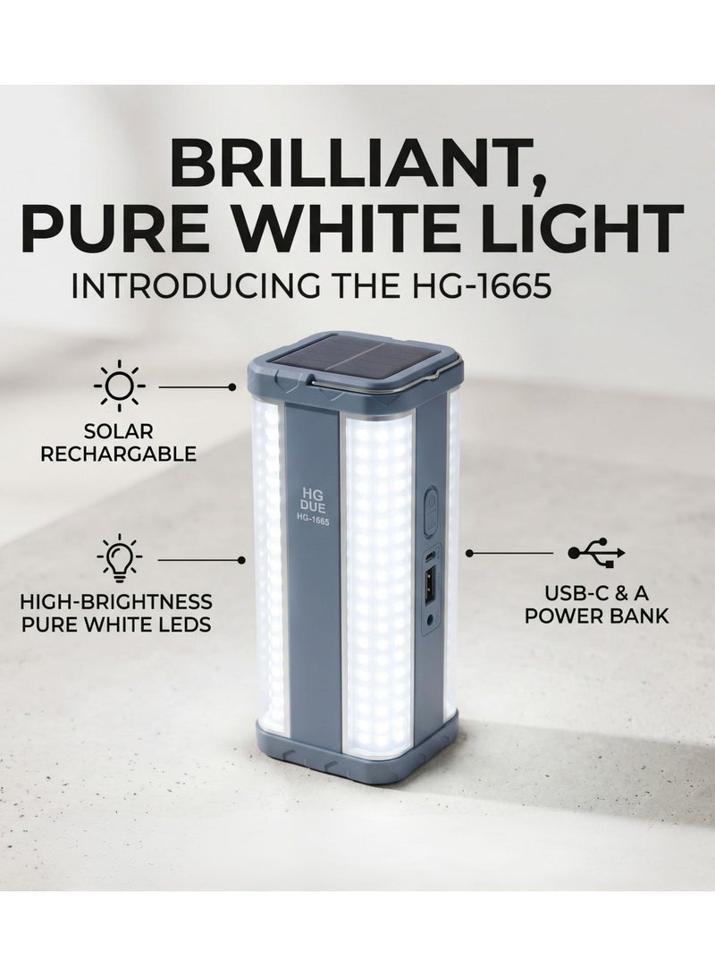 مصباح HG DUE HG-1665 LED محمول قابل للشحن بسطوع قوي للطوارئ والتخييم - Image 3
