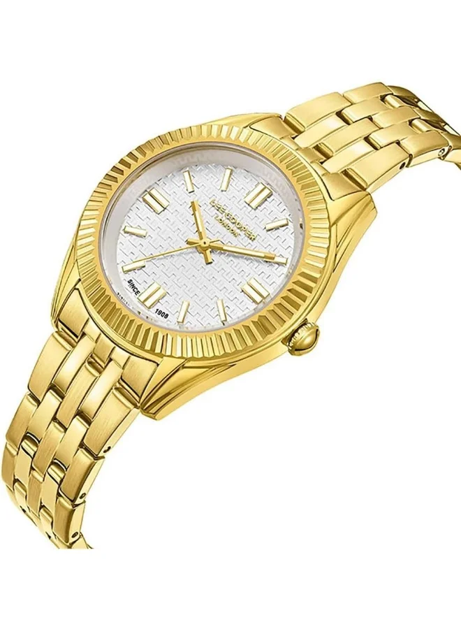 Lee Cooper LEE COOPER Women's 2035 Movement Watch, Analog Display and Metal Strap - LC08038.130, White