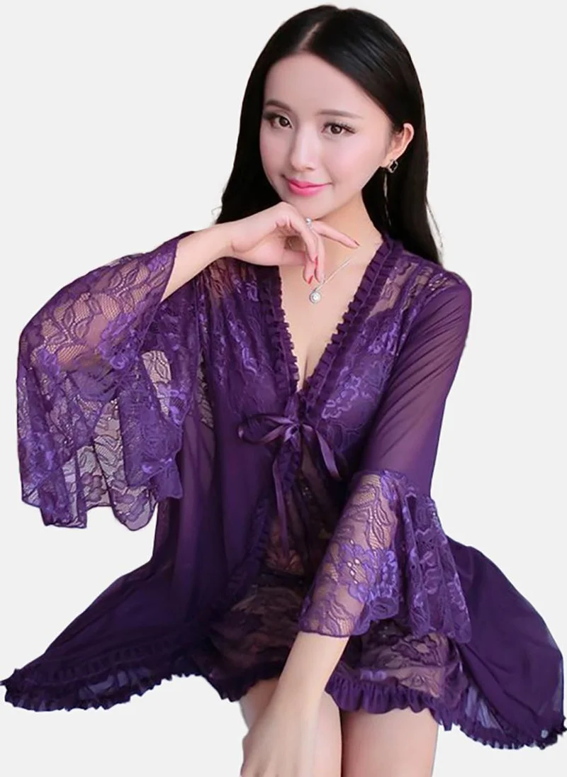 YUNIQEE Purple Solid Babydoll