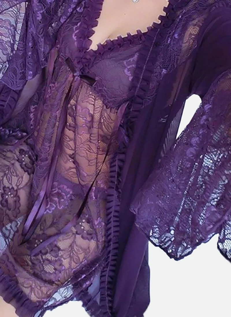 YUNIQEE Purple Solid Babydoll
