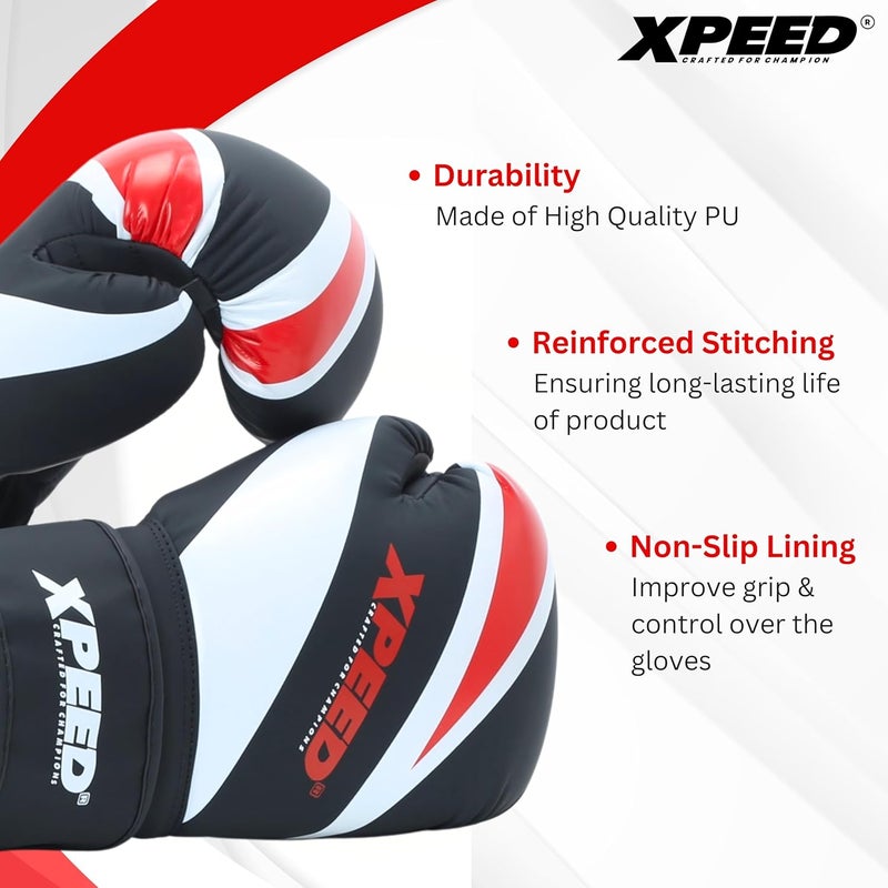 XPEED Boxing Gloves, PU XP401 PMFT Sparring Gloves for Boxing, MMA, Kickboxing, Muay Thai, Excellent Impact Resistance for Men & Women | Foam Padding | Velcro Hook and Loop Closure (12oz, Red) - Image 3