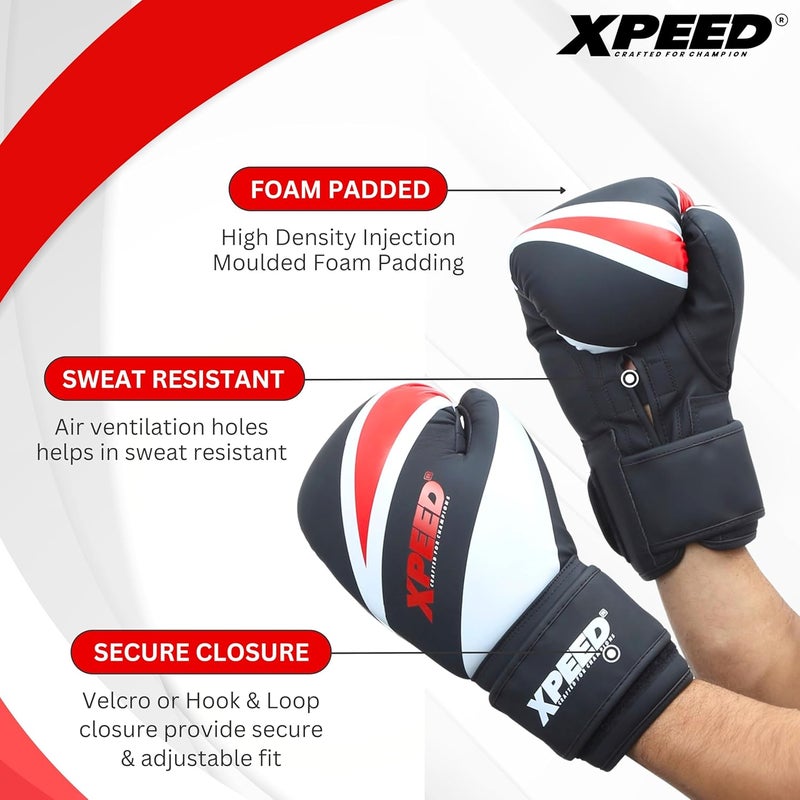 XPEED Boxing Gloves, PU XP401 PMFT Sparring Gloves for Boxing, MMA, Kickboxing, Muay Thai, Excellent Impact Resistance for Men & Women | Foam Padding | Velcro Hook and Loop Closure (12oz, Red) - Image 5