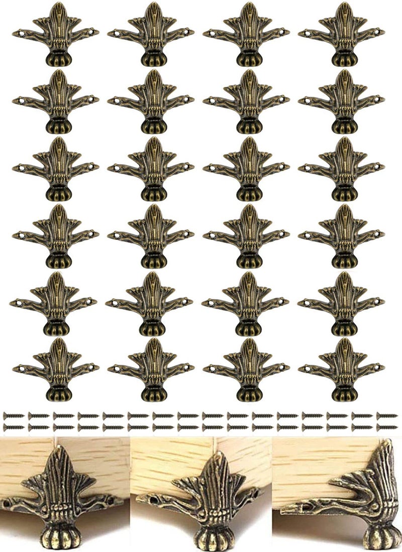 Olldag 24 PCS Antique Brass Box Legs Feet for Wood Case Jewelry Chest Storage Corner, Protector Zinc Alloy for Embossing Wooden Case Decor Cases, Cabinets (Green Bronze) - Image 1