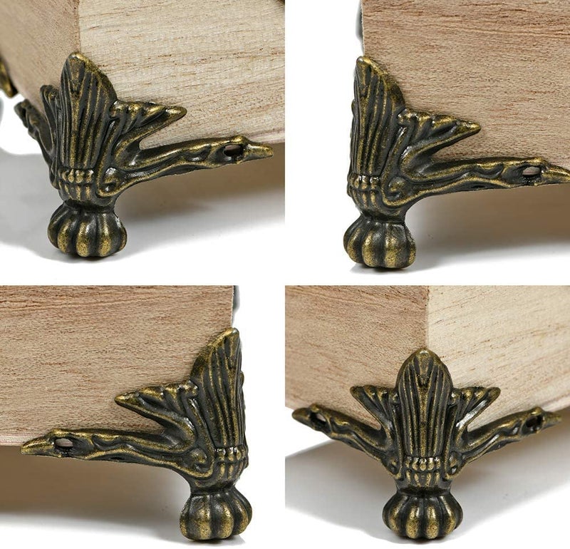 Olldag 24 PCS Antique Brass Box Legs Feet for Wood Case Jewelry Chest Storage Corner, Protector Zinc Alloy for Embossing Wooden Case Decor Cases, Cabinets (Green Bronze) - Image 4