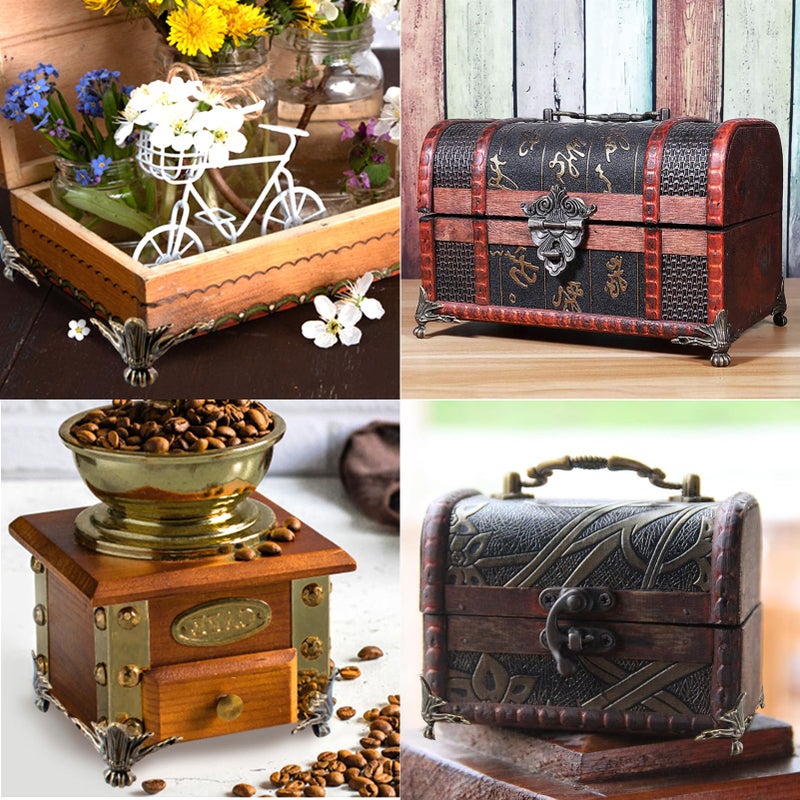 Olldag 24 PCS Antique Brass Box Legs Feet for Wood Case Jewelry Chest Storage Corner, Protector Zinc Alloy for Embossing Wooden Case Decor Cases, Cabinets (Green Bronze) - Image 3