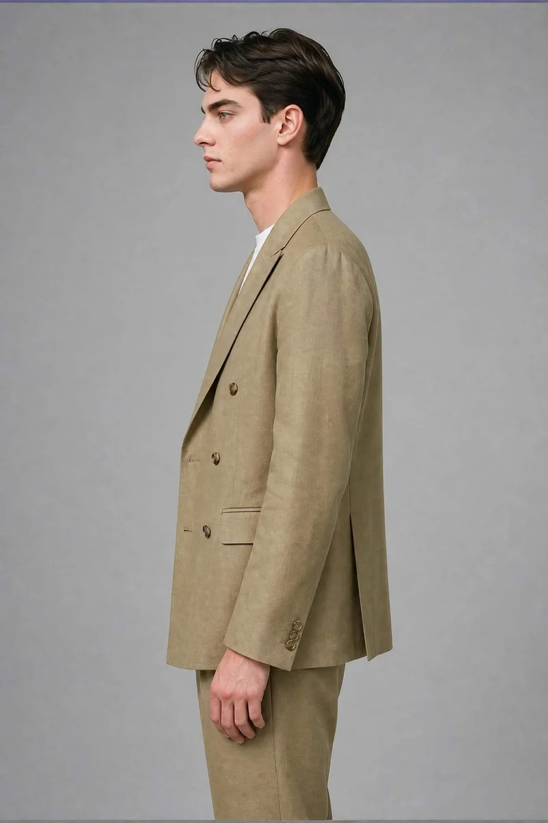 Defacto  Regular Fit Peaklapel Neck Linen Look Blazer for Men | Best Price UAE