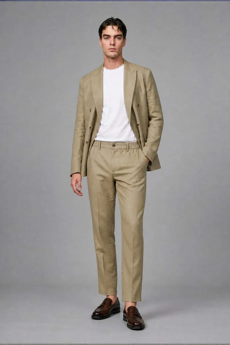 Defacto  Regular Fit Peaklapel Neck Linen Look Blazer for Men | Best Price UAE