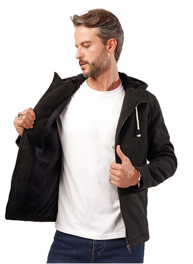 clever Men's Gogh Jacket -With Collar With Fur - Black  - Image 2