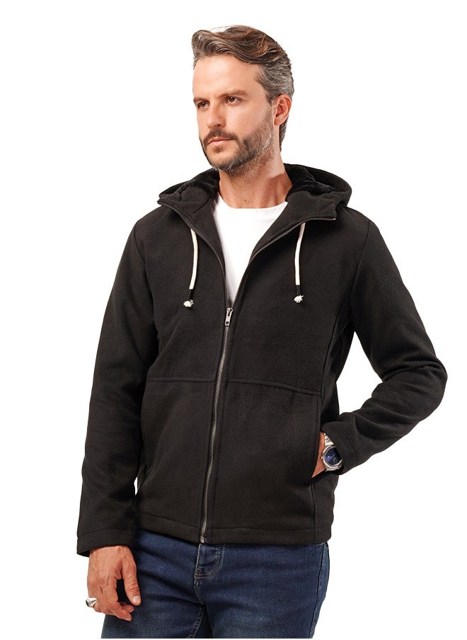clever Men's Gogh Jacket -With Collar With Fur - Black  - Image 3