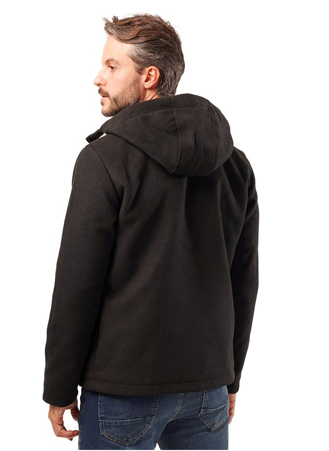 clever Men's Gogh Jacket -With Collar With Fur - Black  - Image 4