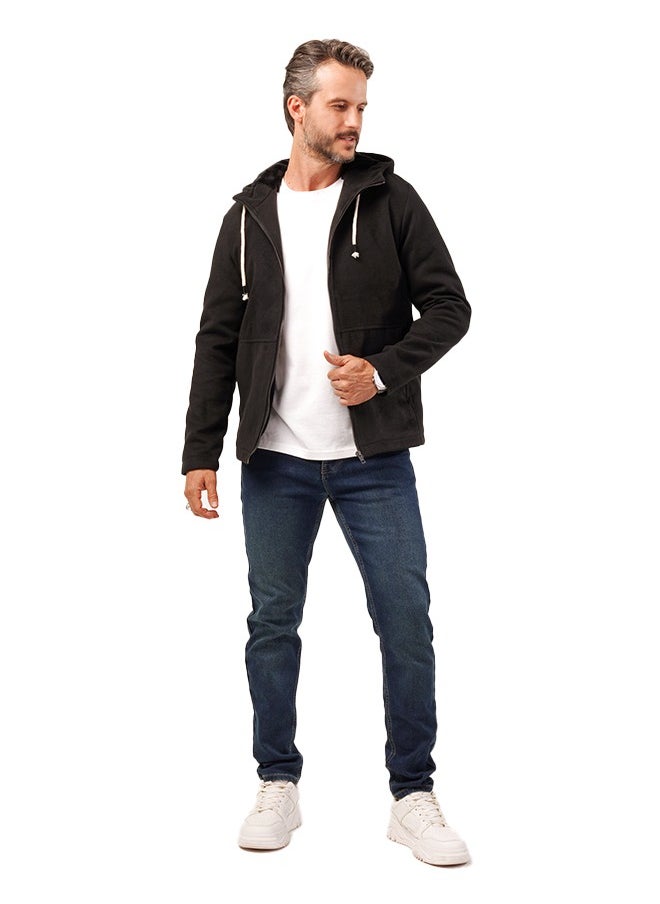 clever Men's Gogh Jacket -With Collar With Fur - Black  - Image 5