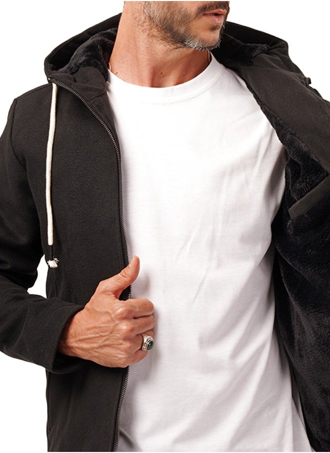 clever - Men's Gogh Jacket -With Collar With Fur - Black - Image 1