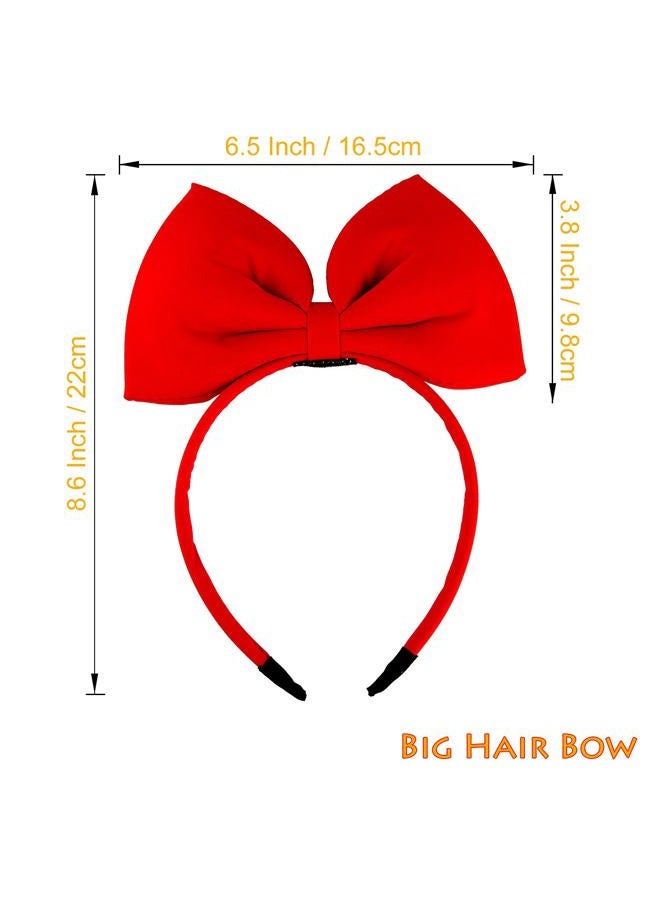 Hoshin أطواق رأس مزينة بقوس للنساء والفتيات، ملحقات شعر مثالية لتكليف خدمة توصيل كيكيس (أحمر) - Image 4