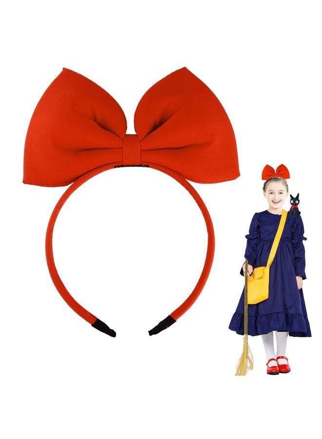 Hoshin أطواق رأس مزينة بقوس للنساء والفتيات، ملحقات شعر مثالية لتكليف خدمة توصيل كيكيس (أحمر) - Image 1