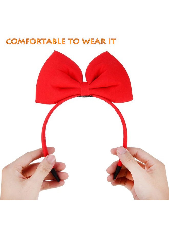 Hoshin أطواق رأس مزينة بقوس للنساء والفتيات، ملحقات شعر مثالية لتكليف خدمة توصيل كيكيس (أحمر) - Image 3