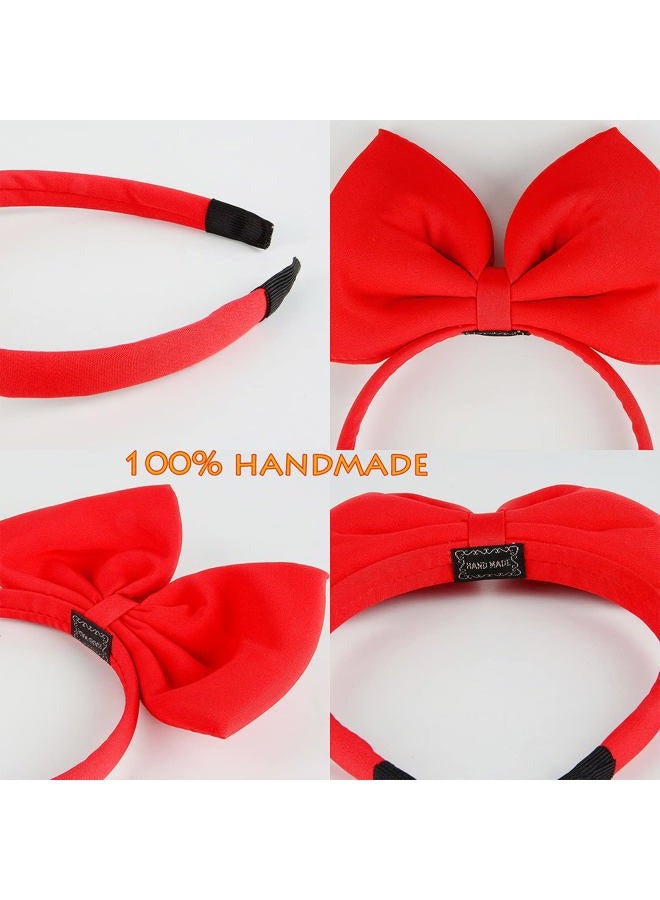 Hoshin أطواق رأس مزينة بقوس للنساء والفتيات، ملحقات شعر مثالية لتكليف خدمة توصيل كيكيس (أحمر) - Image 5