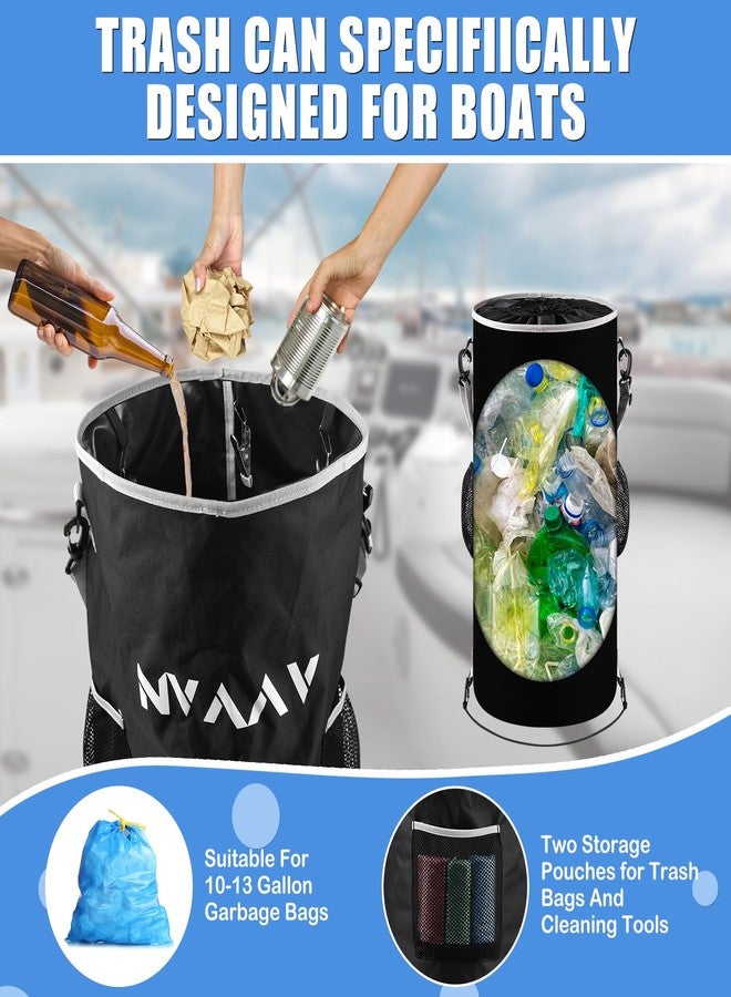 NewShot Portable Waterproof Pontoon Boat Trash Can with 6 Clips,Fits 10-13 Gal Bags - Image 2