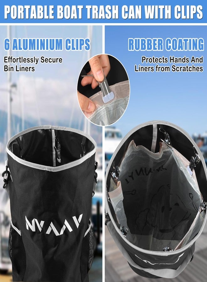 NewShot Portable Waterproof Pontoon Boat Trash Can with 6 Clips,Fits 10-13 Gal Bags - Image 1