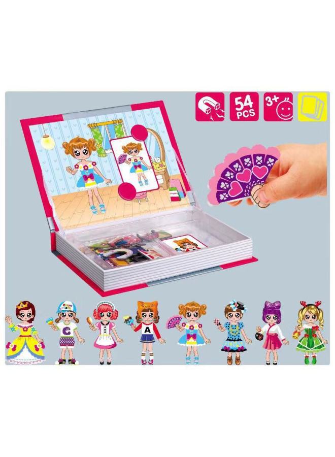 Hot Sale French Little Red Book Dress Baby DIY Assembled Magnetic Book Magnetic Sticker 3D Early Education Puzzle-Color:Girl's Fashion Dress Up Series  - Image 1