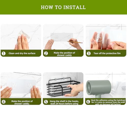 MIUTME 14-Pack Shower Caddy Adhesive Replacement, Strong Adhesive Hooks Strips,Transparent Shower Shelf Adhesion Stickers No Drilling,for Soap Holder, Bathroom Corner Shelves and Kitchen Racks - Image 4
