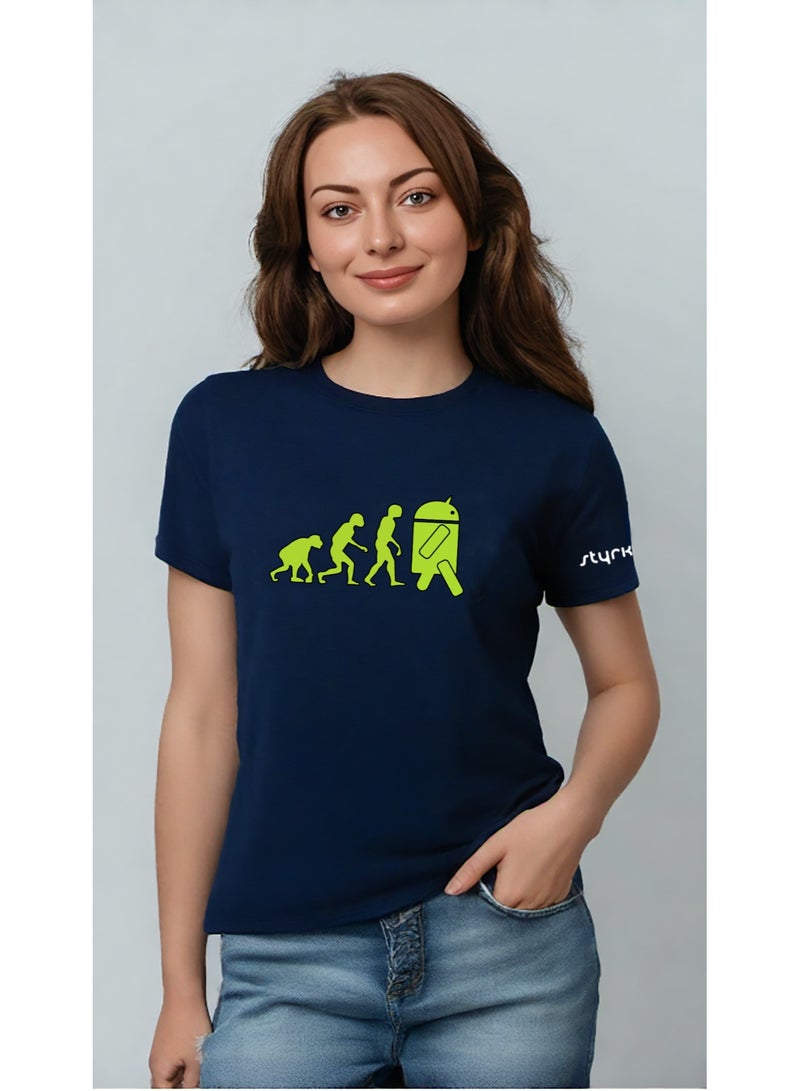 Styrke Android Tech T-Shirt | Navy Blue Dry-Fit Moisture-Wicking Tee for Geeks & Fitness Enthusiasts | Lightweight, Breathable Performance Shirt - Image 1