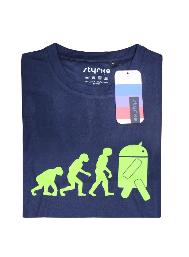 Styrke Android Tech T-Shirt | Navy Blue Dry-Fit Moisture-Wicking Tee for Geeks & Fitness Enthusiasts | Lightweight, Breathable Performance Shirt - Image 2