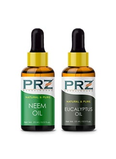 PRZ Combo Of Cold Pressed Neem Oil & Eucalyptus Essentialoil, 100% Pure Natural & Therapeutic Grade Oil For Aromatherapy, Body Massage, Skin Care & Hair Growth (15Ml Each)  - Image 2